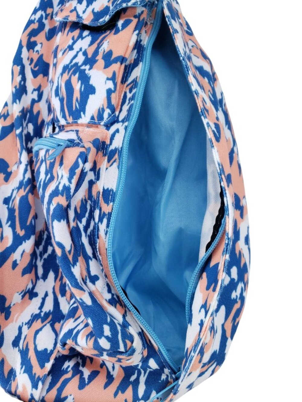 Kavu Rope Sling Bag Blue & Peach Abstract Print Crossbody With Adjustable Strap - Picture 4 of 6